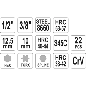 YATO készlet kulcsok generátorhoz 22 db – YT-04211