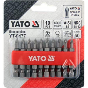 YATO csavarhúzóhegyek 10 db. PH1×50 s2 – YT-0477