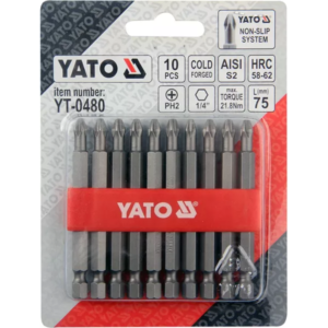 YATO csavarhúzóhegyek 10 db.PH2×75 s2 – YT-0480
