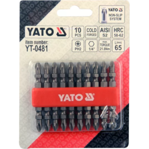 YATO kétoldalas csavarhúzóhegyekdo csavarozó 10 db.PH2×65 – YT-0481