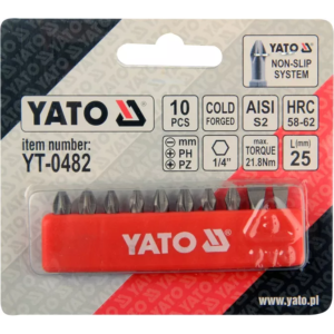 YATO csavarhúzóhegy-készlet 25 mm 10 db – YT-0482
