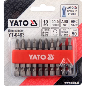 YATO csavarhúzóhegy-készlet 50 mm 10 db – YT-0483