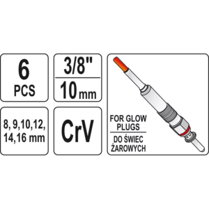 YATO izzítógyertya-kulcskészlet 6 db – YT-05339