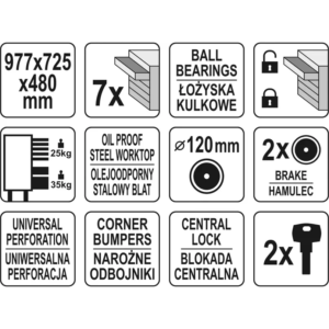 YATO szervizszekrény 7 fiók – YT-09032