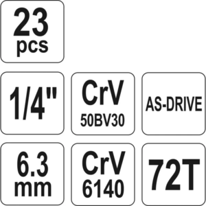 YATO szerszámkészlet 23 db 1/4 – YT-14421
