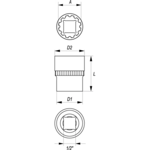 YATO spline dugókulcs 1/2" x 8 mm x38 mm – YT-1460