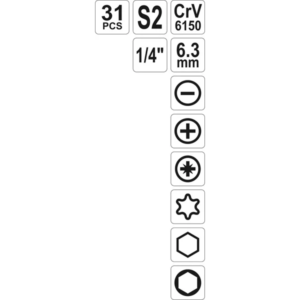YATO flexibilis csavarhúzó cserélhető bitekkel, 31 részes – YT-25972