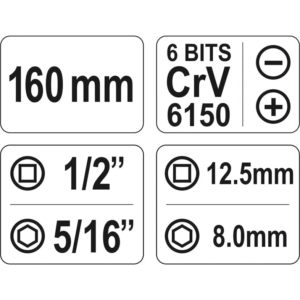 YATO ütvecsavarhúzó cr-v + 6 bitek – YT-2802