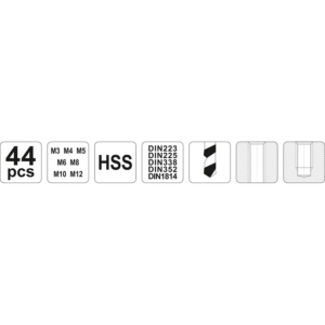 YATO menetfúró- és menetmetszőkészlet 44 db – YT-2978