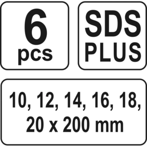 YATO fa csigafúrókészlet sds 6db10-20 mm – YT-3300
