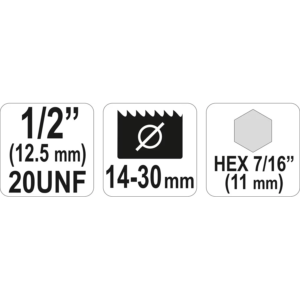 YATO lyukfűrész-befogó 14-30 mm hex7/16 1/2 – YT-3370