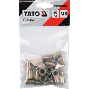 YATO acél szegecsanyák m8, 20 db – YT-36474
