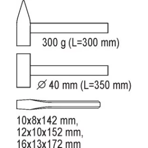 YATO fiókbetét kalapácsok vésők 5 db. – YT-5540