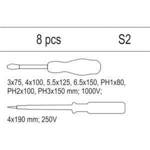 YATO fiókbetét csavarhúzók szigetelt. 8 db. – YT-55462