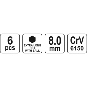 YATO imbuszkulcs extra hosszú kulka 8,0 mm 6 db – YT-5813