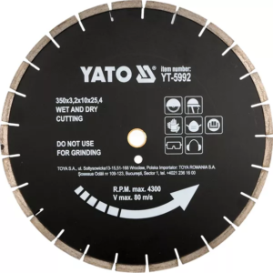 YATO gyémánt vágókorong aszfalthoz és porózus anyagokhoz, 350 × 25,4 mm – YT-5992
