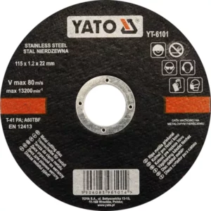 YATO vágókorong fémhez és rozsdamentes acélhoz, 115 × 1,2 mm – YT-6101