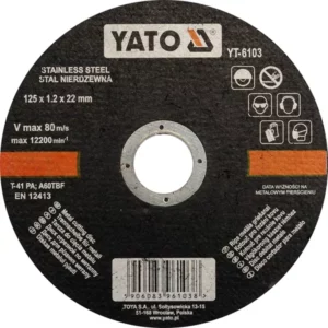 YATO vágókorong fémhez és rozsdamentes acélhoz, 125 × 1,2 mm – YT-6103