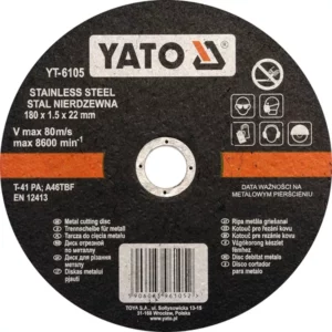 YATO korong részére vágó és rozsdamentes acél 180 × 1,5 mm – YT-6105