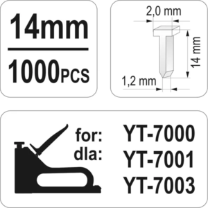 YATO tűzőkapocs 14 mm 1000 db – YT-7034